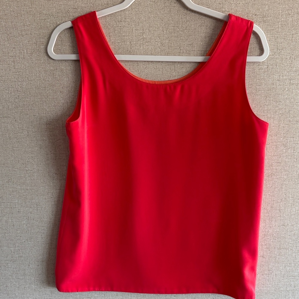 Jo Hardin Tank Top Red Orange Minimalist Chic Layering Made in USA Sz 4